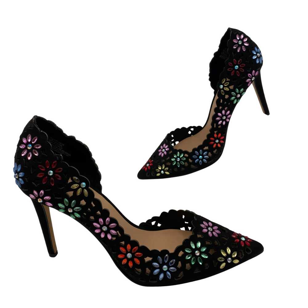 I.N.C Black Floral Rhinestone Heels | Women’s Size 9.5